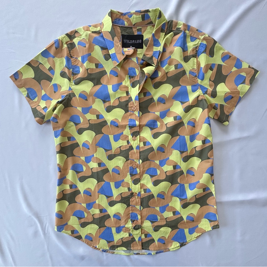 Wildfang The Essential Short Sleeve Button Up 100% Cotton Nwt Sz Medium Colorful